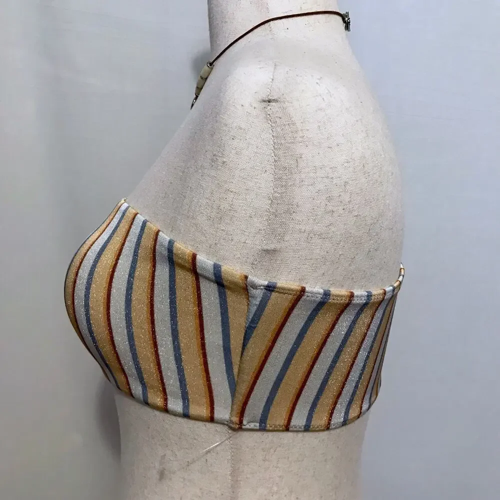 LA Hearts by Pacsun NWOT Metallic Bandeau Swim Top Women L